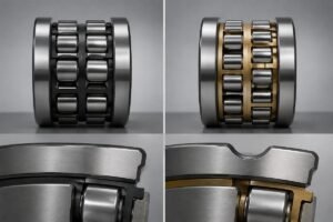 SKF and Timken track rollers side-by-side comparison showing outer ring profile and cage design differences
