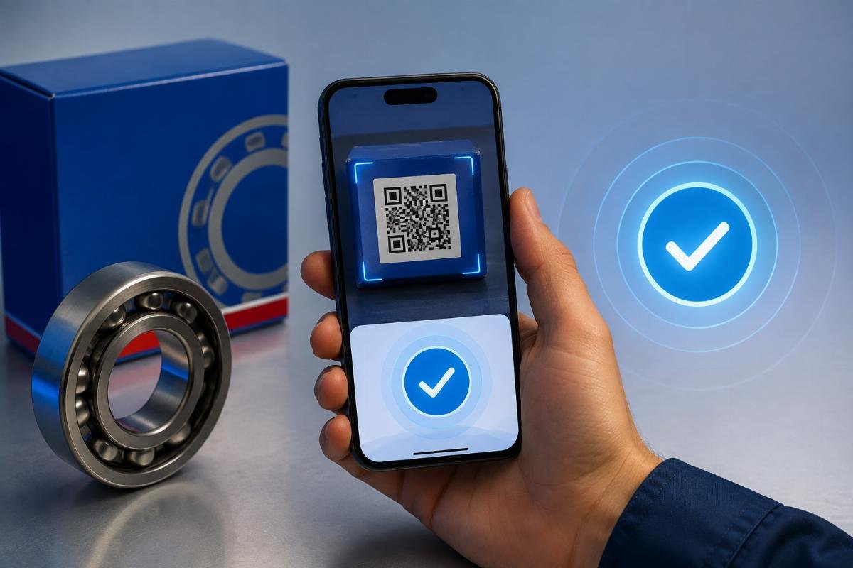 SKF Authenticate App interface showing QR code scan result and verification status display
