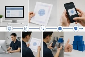 SKF authorized distributor certificate check workflow showing official verification steps