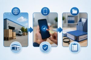 SKF authorized distributor verification process flowchart showing official channel check, App authentication, and documentation review