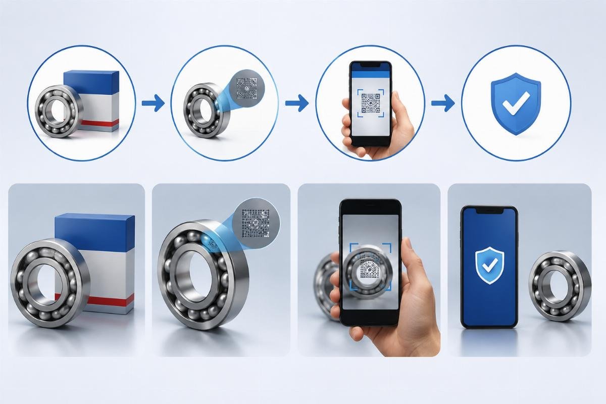 SKF bearing authenticity QR code verification process diagram