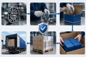 SKF bearing authenticity verification process flowchart showing documentation chain from factory to shipment