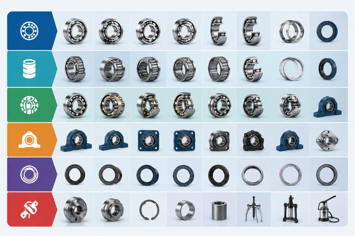 SKF common suffix reference chart organized by category