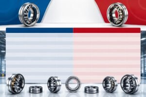SKF to NSK bearing cross reference chart showing spherical roller bearing comparison matrix