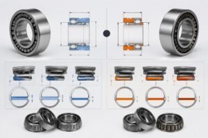 SKF vs Timken rail bearing cross-reference comparison showing external dimensions and internal clearance groups