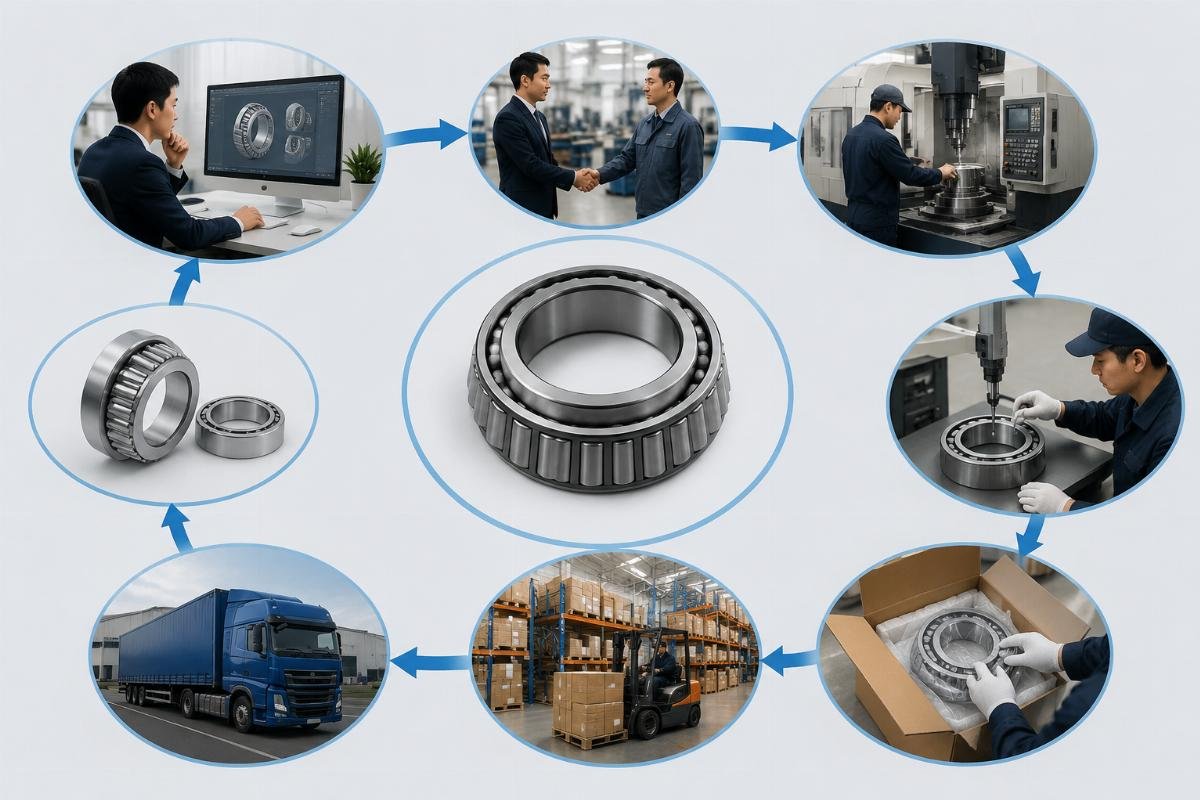Sourcing workflow diagram for cross-brand tapered roller bearing procurement