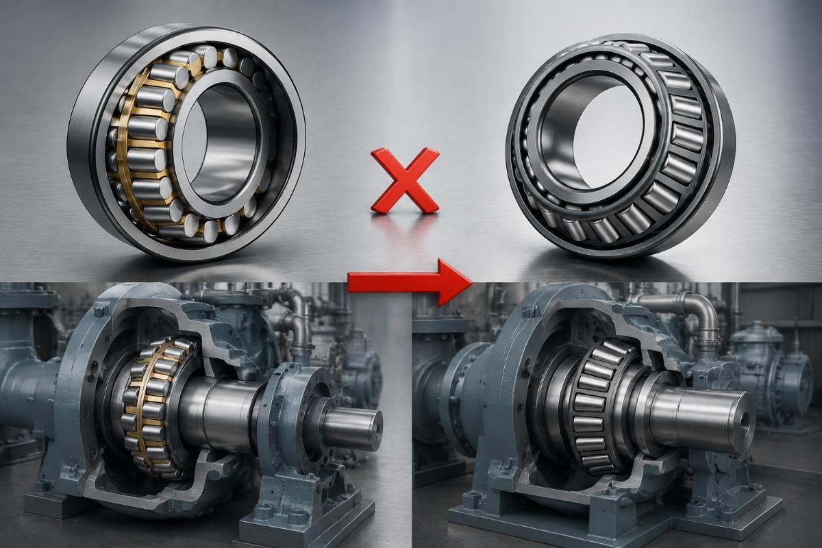 Spherical roller 22320 and tapered roller 32218 critical application interchange risks