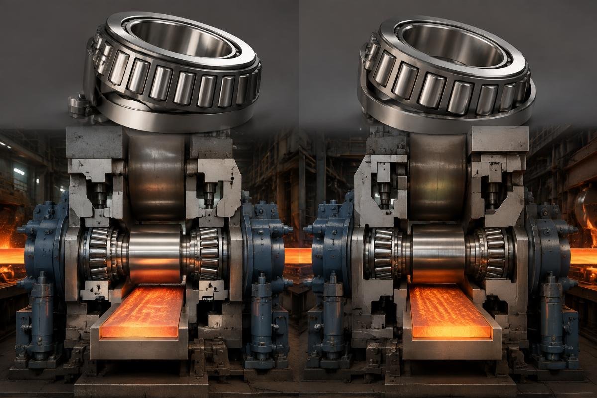 Structural comparison of SKF CARB and Timken tapered roller bearings in steel mill stand configuration