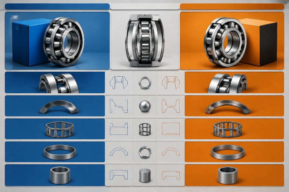 Suffix code comparison chart between SKF and Timken 22208 spherical roller bearing series