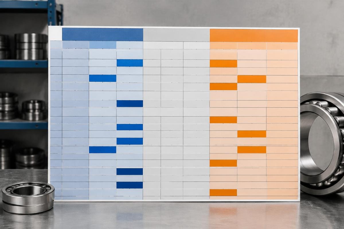 Suffix code cross-reference chart for SKF and Timken cylindrical roller bearing NU 208