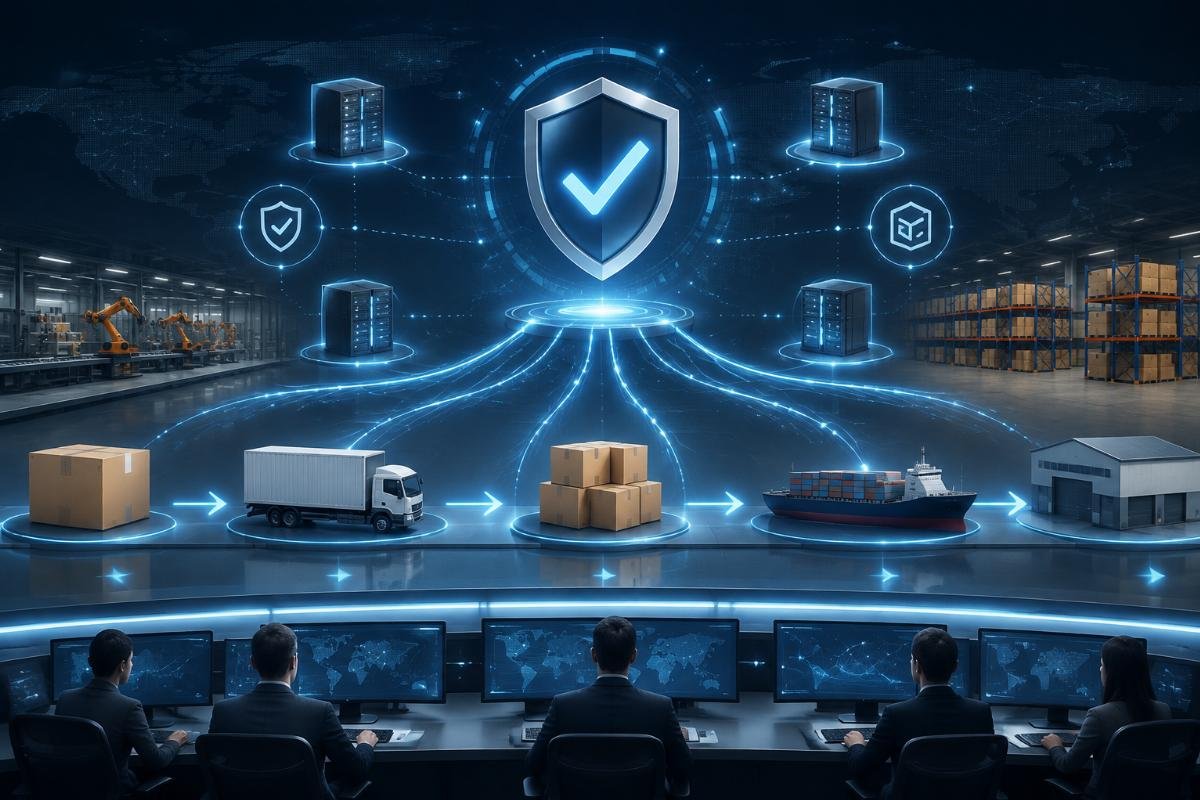 Supply chain reliability framework showing authorized verification and cross-reference backup integration