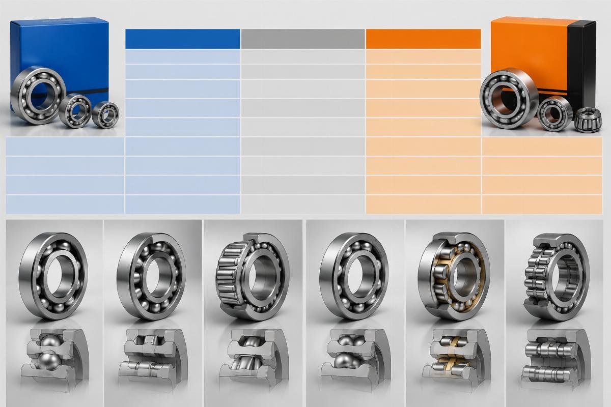 Technical cross-reference comparison chart for SKF and Timken bearing series