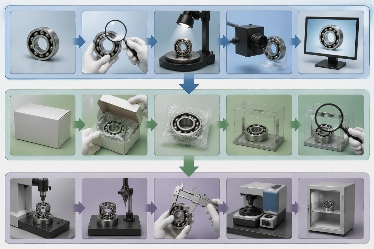 Three-layer bearing authenticity verification process flowchart