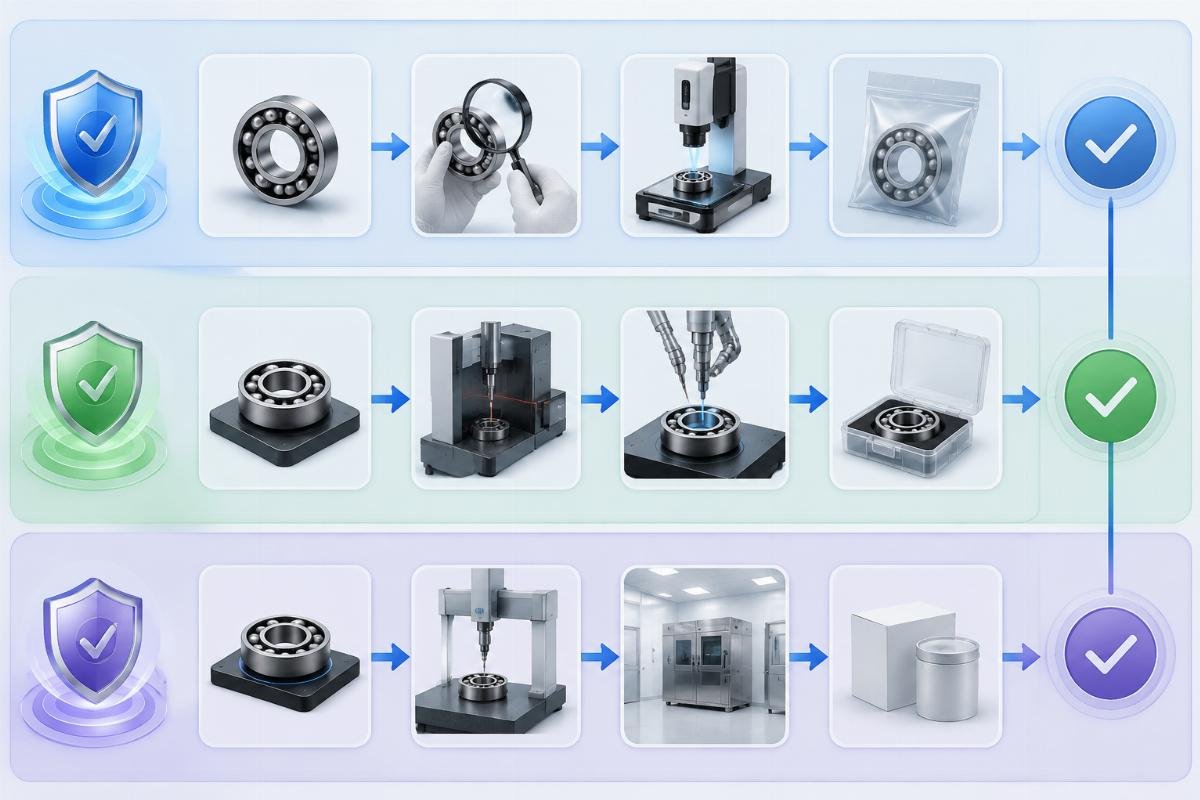 Three-layer bearing authenticity verification process flowchart