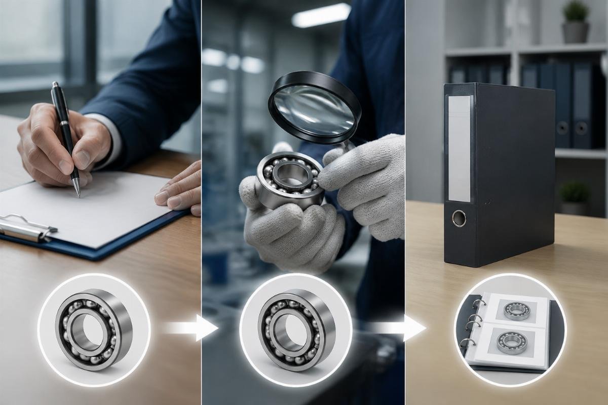 Three-step SKF suffix verification workflow from contract to documentation