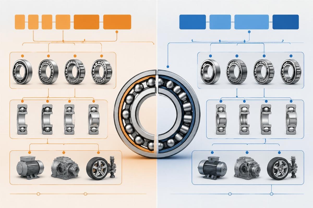 Timken and SKF bearing designation system comparison diagram