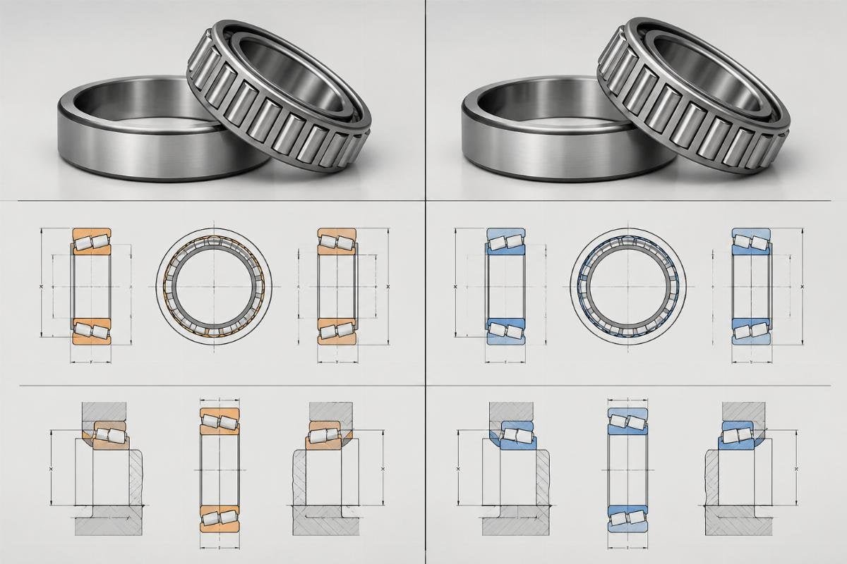 Timken and SKF tapered roller bearing dimensional comparison chart