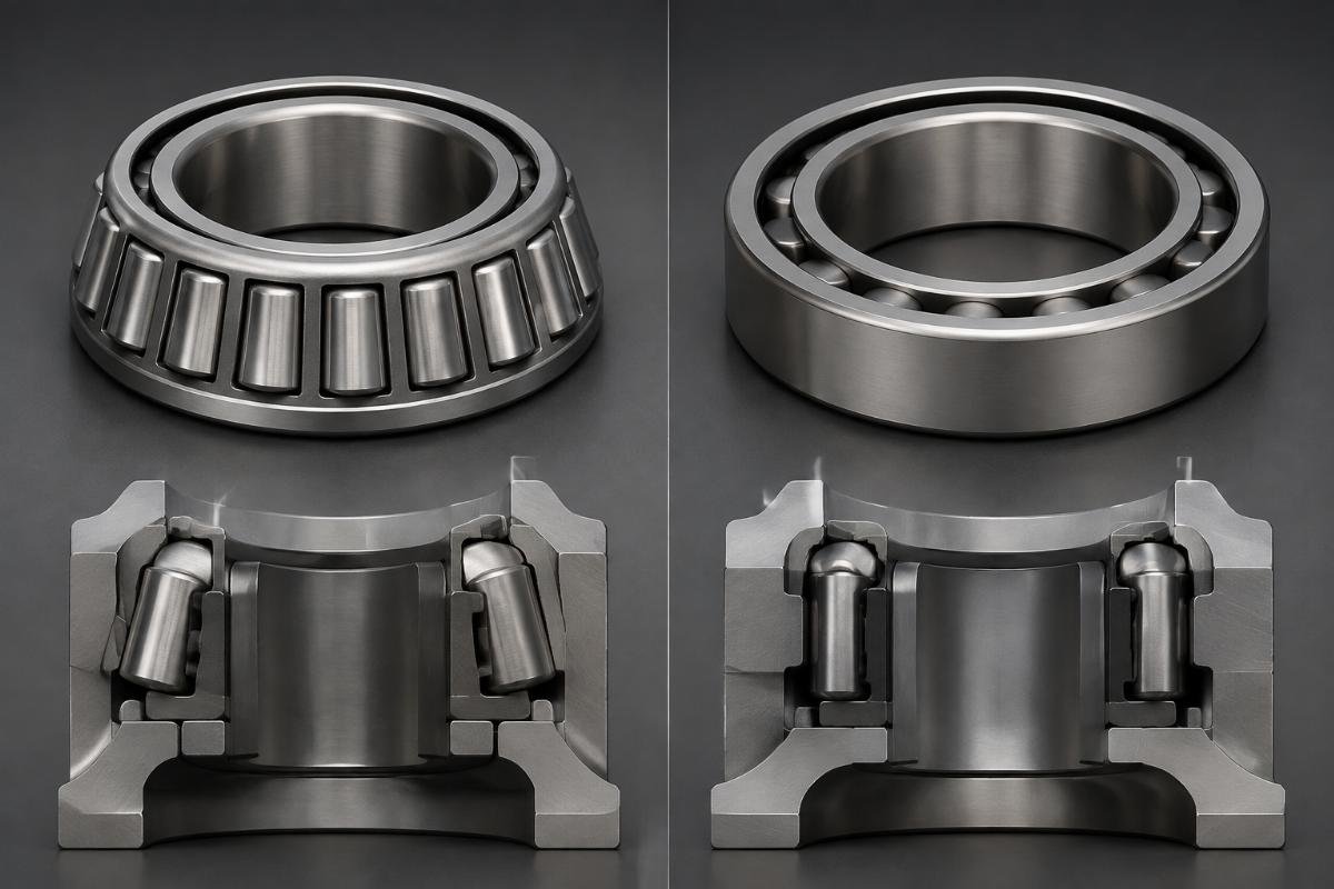 Timken tapered roller track roller versus SKF cylindrical roller track roller internal geometry comparison