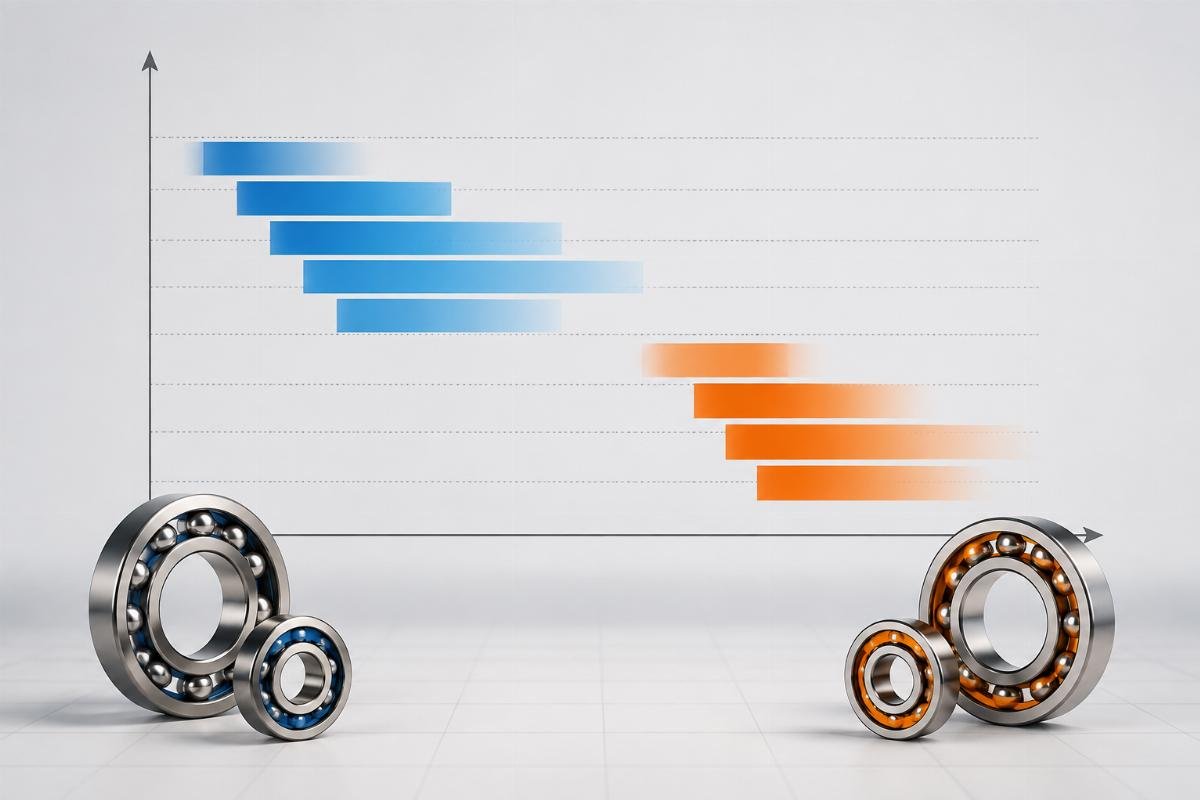 Tolerance zone comparison between SKF P-class and Timken ABEC precision ratings showing non-overlapping bands