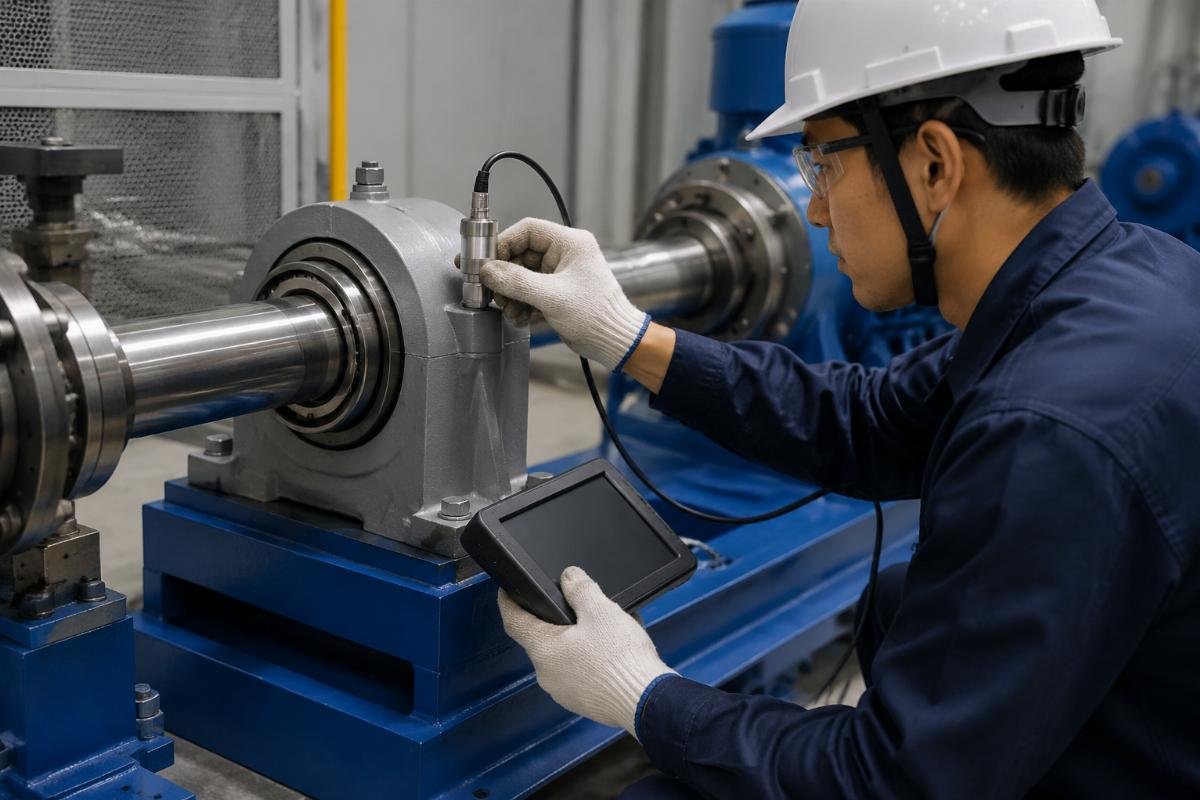 Vibration baseline measurement during bearing installation