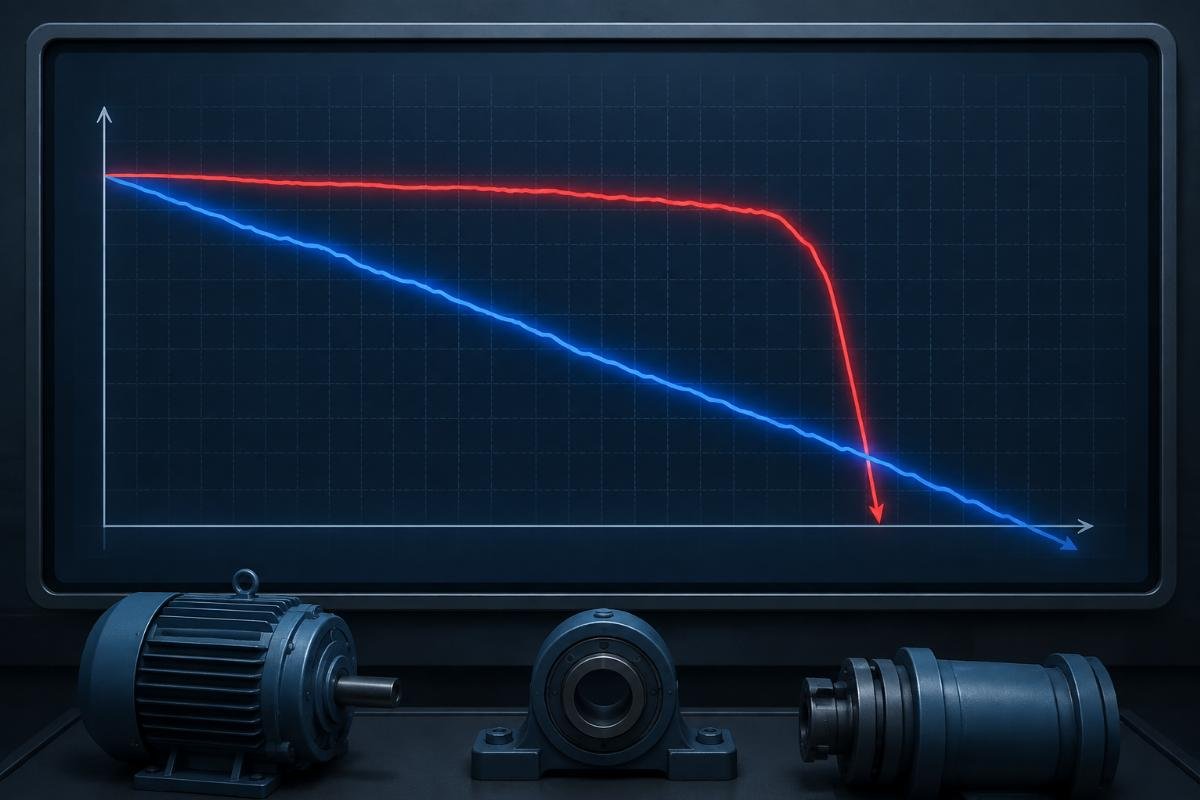 Vibration trend chart showing gradual degradation versus sudden failure