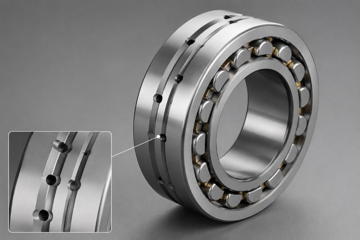 W33 lubrication groove and hole pattern on outer ring of spherical roller bearing