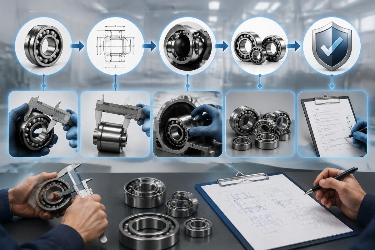 Wholesale bearing cross-reference verification workflow with five parameter check points